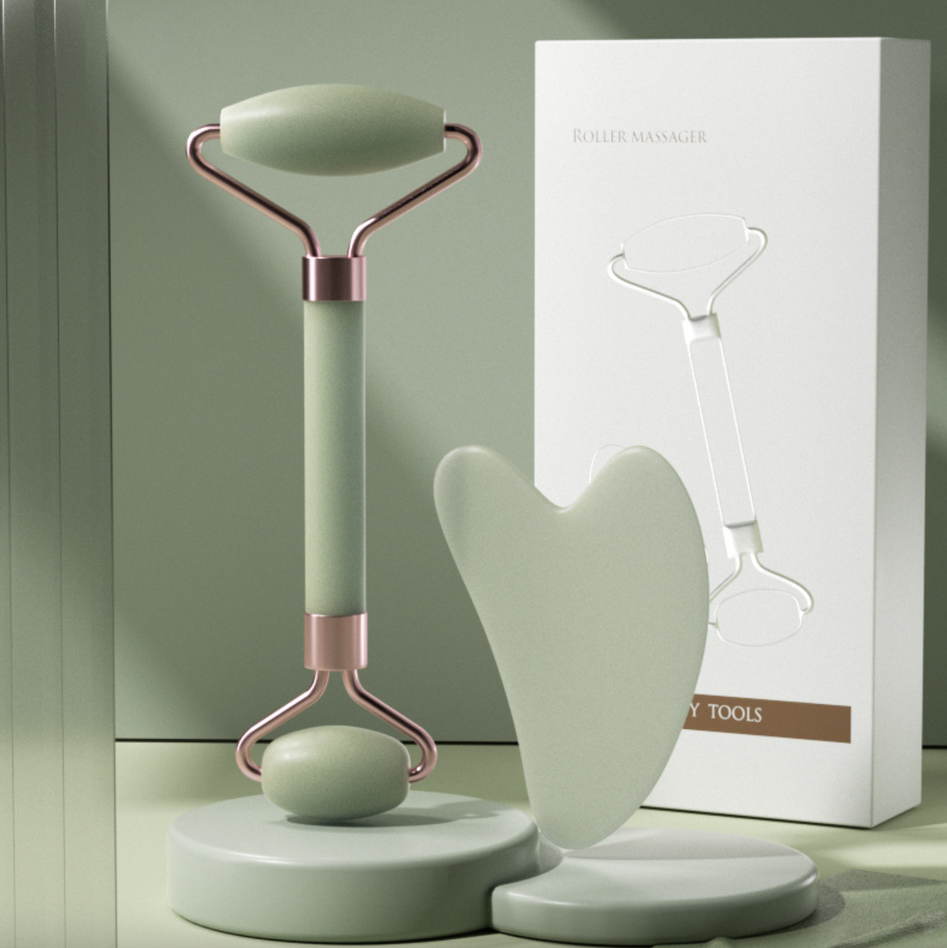 Ensemble de Rouleau de Massage et de Grattage Facial